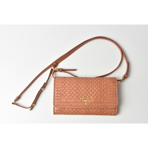 Prada Shoulder Madras Wallet Rose - Picture 1 of 12